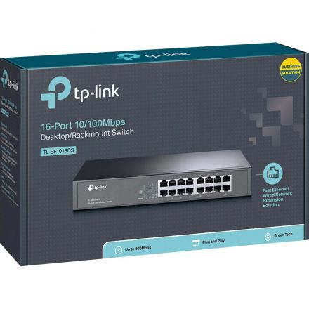 Коммутатор TP-Link TL-SF1016DS (L2) 16x100Мбит/с неуправляемый