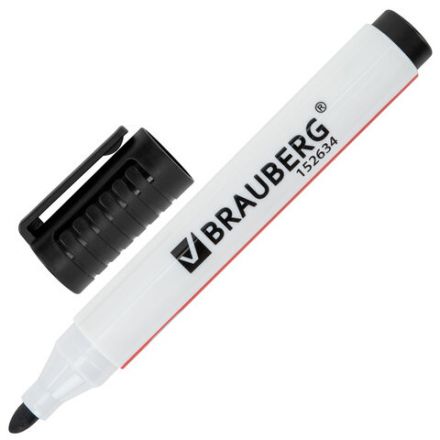 Маркер стираемый для белой доски ЧЕРНЫЙ, BRAUBERG "ULTRA WHITEBOARD MARKER", 3 мм, с клипом, 152634