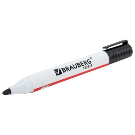 Маркер стираемый для белой доски ЧЕРНЫЙ, BRAUBERG "ULTRA WHITEBOARD MARKER", 3 мм, с клипом, 152634