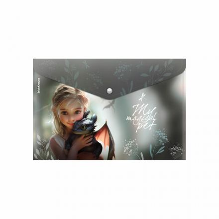 Папка-конверт с кнопкой ERICH KRAUSE "Magic Pet", A4, до 120 листов, непрозрачная, ассорти, 0,16 мм, 63509