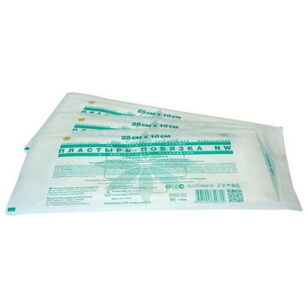 Пластырь-повязка 10х25 см, LEIKO КОМПЛЕКТ 50 шт., нетканая основа c подушечкой, 113868