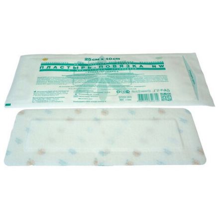 Пластырь-повязка 10х25 см, LEIKO КОМПЛЕКТ 50 шт., нетканая основа c подушечкой, 113868