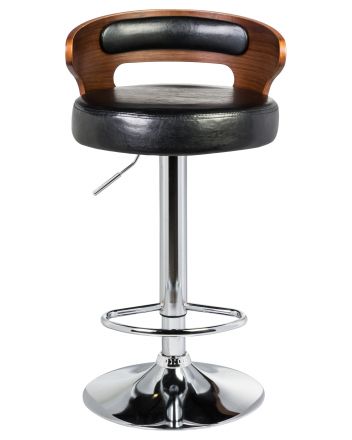 Стул барный DOBRIN FRED, коричневое дерево, чёрный