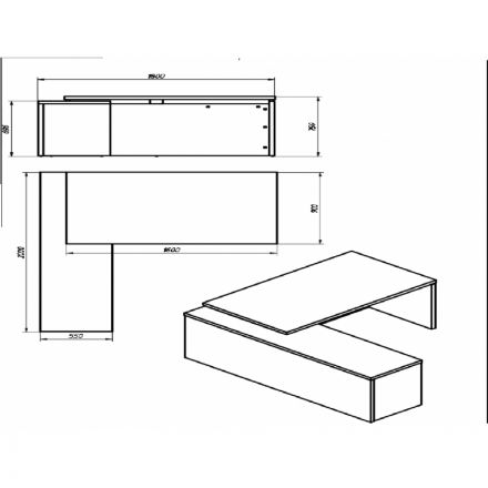 Стол SL_TORR руковод. левTСT1820 дуб каньон