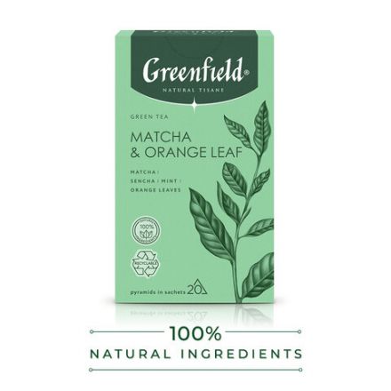 Чай GREENFIELD Natural Tisane "Matcha & Orange Leaf" зеленый, 20 пирамидок по 1,8 г, 1754-08 Чай GREENFIELD Natural Tisane "Matcha & Orange Leaf" зеленый, 20 пирамидок по 1,8 г, 1754-08