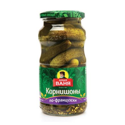 Корнишоны "По-французски" ДЯДЯ ВАНЯ консервированные, 460 г, 19583