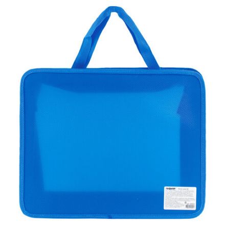 Папка на молнии с ручками ПИФАГОР, А4, 1 отделение, пластик, 75 мм, синяя, 228233