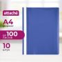 Скоросшиватель пластиковый Attache A4 до 100 листов синий (толщина обложки 0.13/ 0.15 мм, 10 штук в упаковке) Скоросшиватель пластиковый Attache A4 до 100 листов синий (толщина обложки 0.13/ 0.15 мм, 10 штук в упаковке)