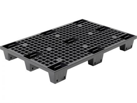 Паллет 1200х800х140 перфорированный, вкладываемый, на ножках цв. чёрный