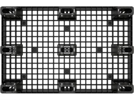 Паллет 1200х800х140 перфорированный, вкладываемый, на ножках цв. чёрный