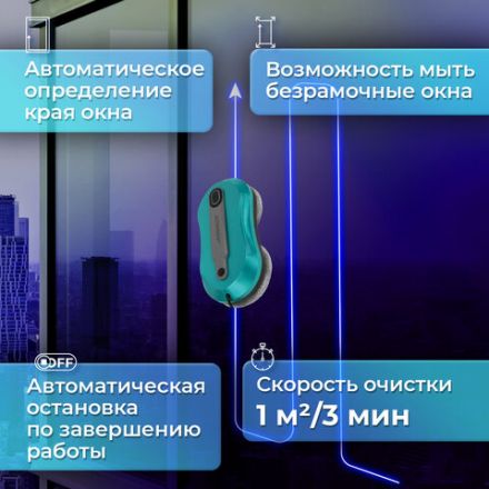 Робот-мойщик окон SONNEN Tech RWC-124 DUAL SPRAY, датчик от падения, 26 салфеток, приложение, 456237