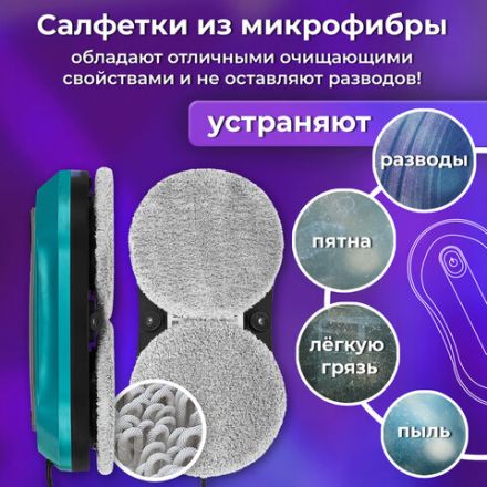 Робот-мойщик окон SONNEN Tech RWC-124 DUAL SPRAY, датчик от падения, 26 салфеток, приложение, 456237