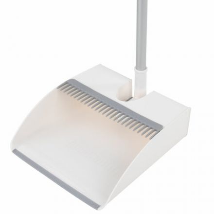Совок для мусора с черенком 84 см + щетка с телескопическим черенком 63-108 см, магнитное крепление, бело-серый, DASWERK (ДАСВЕРК), 608950