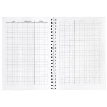 Тетрадь-словарь для записи английских слов А5 48 л., гребень, клетка, BRAUBERG, справка, 403564