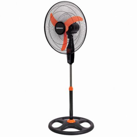 Вентилятор напольный, 3 режима, SONNEN TF-50W-45-А304, d=45 см, 50 Вт, черный, 454789, FS-45-A304