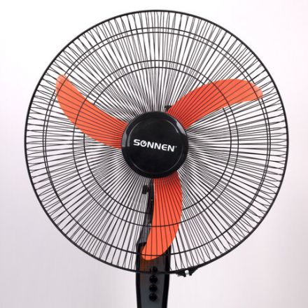 Вентилятор напольный, 3 режима, SONNEN TF-50W-45-А304, d=45 см, 50 Вт, черный, 454789, FS-45-A304