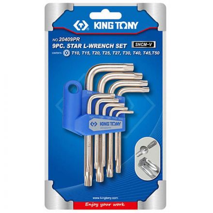 Набор ключей Г-образных Torx,T10H-T50H,корот.,с отверстием,9предм.KING TONY