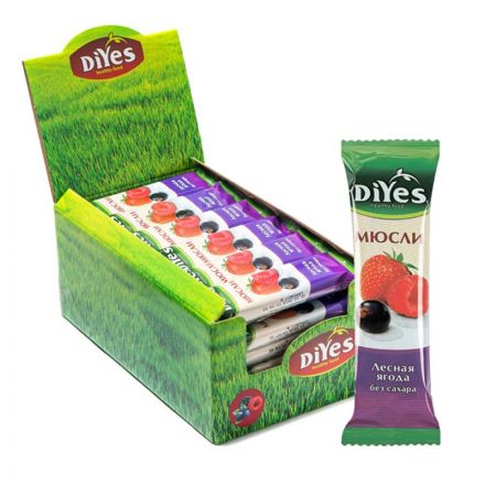 Батончик мюсли DiYes Лесная ягода без сахара, 25гх36шт/уп Батончик мюсли DiYes Лесная ягода без сахара, 25гх36шт/уп
