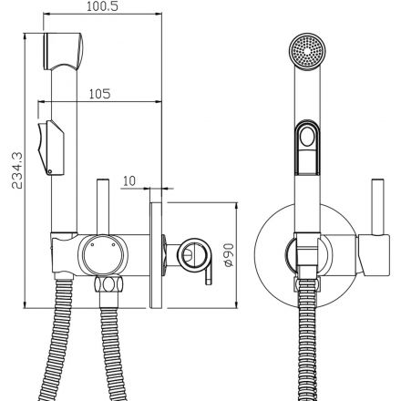 Смеситель СС_BALEAR встраиваемый с гигиеническим душем , 13131BL