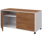 Тумба Linkor мобильная 147T204 1310Х562Х623 орех линк/белый