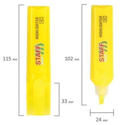 Текстовыделитель STAFF "EVERYDAY HL-720", ЖЕЛТЫЙ, линия 1-5 мм, скошенный наконечник, 152553