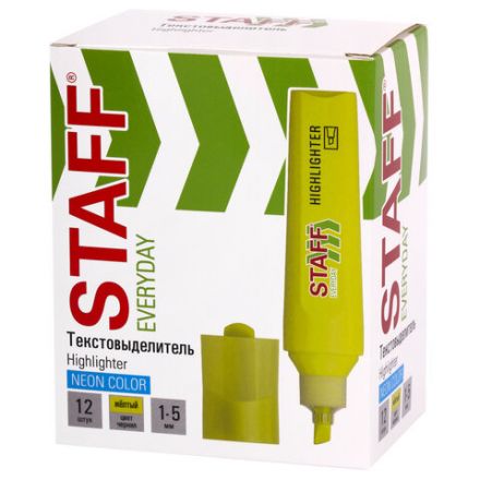 Текстовыделитель STAFF "EVERYDAY HL-720", ЖЕЛТЫЙ, линия 1-5 мм, скошенный наконечник, 152553