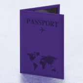 Обложка для паспорта "Passport map", экокожа soft-touch, фиолетовая, STAFF, 238762