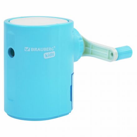 Точилка механическая BRAUBERG KIDS, для простых и цветных карандашей, корпус голубой, крепление к столу, 272005