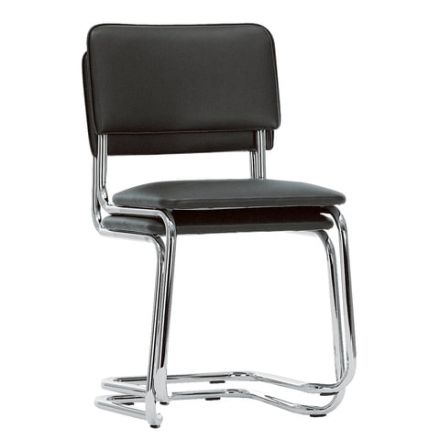 Стулья для персонала и посетителей "Сильвия", комплект 2 шт., хром, кожзам черный Стулья для персонала и посетителей "Сильвия", комплект 2 шт., хром, кожзам черный