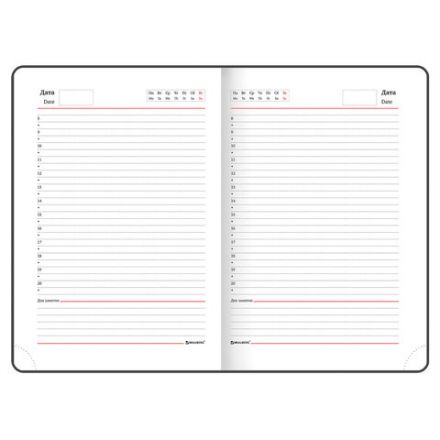 Ежедневник недатированный А5 138х213 мм BRAUBERG "Rainbow" под кожу, 136 л., красный, 111667