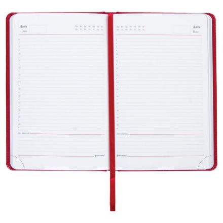 Ежедневник недатированный А5 138х213 мм BRAUBERG "Rainbow" под кожу, 136 л., красный, 111667