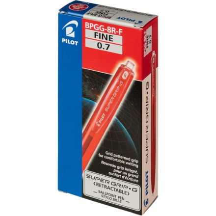 Ручка шариковая одноразовая автоматическая Pilot Super Grip BPGG-8R-F-R красная (толщина линии 0.22 мм)