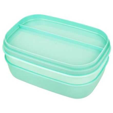 Ланч-бокс контейнер, 3 секции, 8 отделений, 1,9 л, ложка, вилка, нож, 10х21х14 см, мятный, JOYLUX (ДЖОЙЛЮКС), 609350