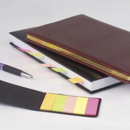 Закладки клейкие неоновые BRAUBERG бумажные, 45х15 мм, 100 штук (5 цветов х 20 листов), в картонной книжке, 122734