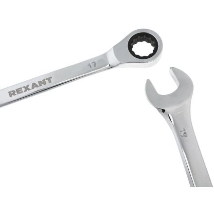 Набор ключей комбинир. трещ. 5шт.(8-19мм) CrV, зерк. хром. REXANT 12-4841-1