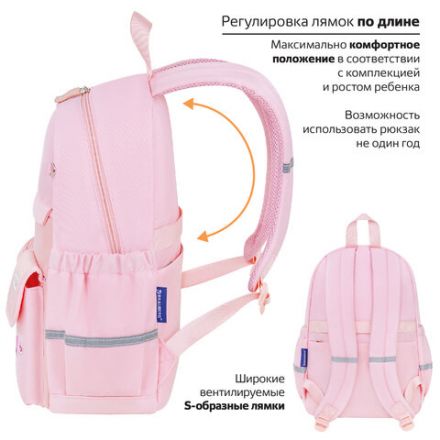 Рюкзак BRAUBERG PASTEL с термонашивками в комплекте, "Anime kitten", персиковый, 40х29х14 см, 272065 Рюкзак BRAUBERG PASTEL с термонашивками в комплекте, "Anime kitten", персиковый, 40х29х14 см, 272065