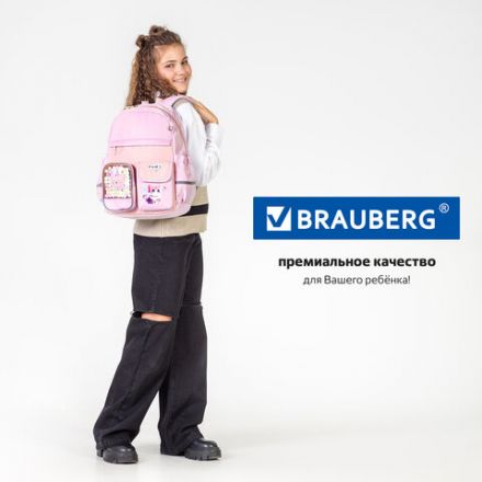 Рюкзак BRAUBERG PASTEL с термонашивками в комплекте, "Anime kitten", персиковый, 40х29х14 см, 272065 Рюкзак BRAUBERG PASTEL с термонашивками в комплекте, "Anime kitten", персиковый, 40х29х14 см, 272065
