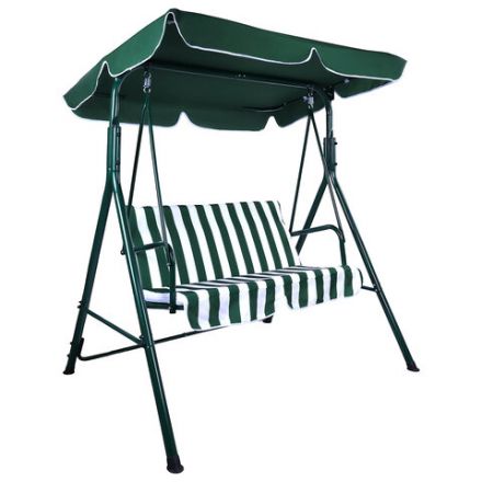 Качели садовые DASWERK (ДАСВЕРК) "RELAX SC-001", 2 места, Ш140хГ110хВ153 см, мягкое сиденье, зеленый/белый, 680050