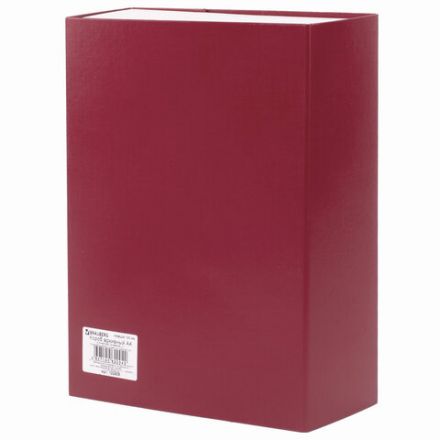 Короб архивный А4 (240х330 мм), 100 мм, 2 завязки, бумвинил, до 900 листов, бордовый, BRAUBERG, 122805 Короб архивный А4 (240х330 мм), 100 мм, 2 завязки, бумвинил, до 900 листов, бордовый, BRAUBERG, 122805