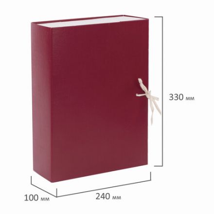 Короб архивный А4 (240х330 мм), 100 мм, 2 завязки, бумвинил, до 900 листов, бордовый, BRAUBERG, 122805 Короб архивный А4 (240х330 мм), 100 мм, 2 завязки, бумвинил, до 900 листов, бордовый, BRAUBERG, 122805