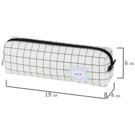 Пенал BRAUBERG, 1 отделение, полиэстер, "Sweet bunny", белый, 19х4х6 см, 272304