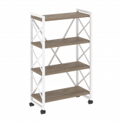 Loft Стеллаж на колесных опорах-4 полки VR.L-MST.K-4.8 Тиквуд тёмный/Белый металл 800*400*1334