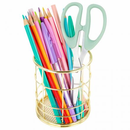 Органайзер-стаканчик для косметики и мелочей MONTE VITA (МОНТЕ ВИТА), металлический, 100х90 мм, золото, 272486