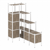 Loft Угловой внутренний стеллаж наборный VR.L-42 Тиквуд тёмный/Белый металл 862*1694*1869