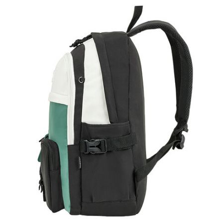 Рюкзак HEIKKI BLOCKS (ХЕЙКИ) универсальный, 2 отделения, черный/бирюзовый/бежевый, 44х32х17 см, 272562 Рюкзак HEIKKI BLOCKS (ХЕЙКИ) универсальный, 2 отделения, черный/бирюзовый/бежевый, 44х32х17 см, 272562