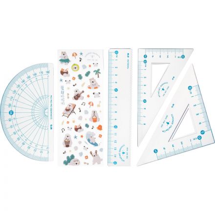 Набор чертежный M&G Summer Cha Cha (лин, транс, 2 треуг), в ПВХ конверте