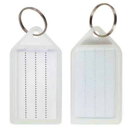 Бирки для ключей КОМПЛЕКТ 20 ШТ., длина 55 мм, инфо-окно 39х22 мм, ПРОЗРАЧНЫЕ, BRAUBERG, 237496