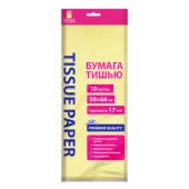 Цветная бумага ТИШЬЮ 17 г/м2, 50х66 см, 10 листов, лимонный цвет, ЗОЛОТАЯ СКАЗКА, 116479