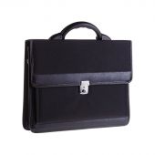 Портфель OfficeSpace "London", ткань, черный, 2 отделения, метал. замок, с ремнем Портфель OfficeSpace "London", ткань, черный, 2 отделения, метал. замок, с ремнем