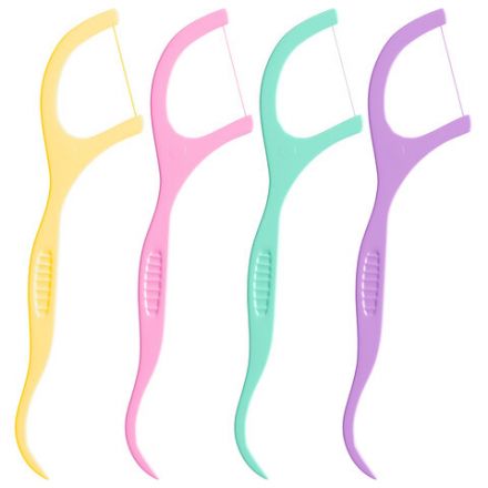 Зубочистки-флоссеры с зубной нитью "200 шт. (4х50 шт.) + 20 в подарок!", ВКУС МЯТЫ И ФРУКТОВ, LAIMA DENT, 609408